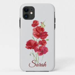 Eigen rode papaverbloemen - Rufous Hummingbird Bir Case-Mate iPhone Case