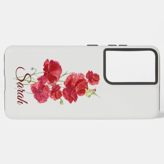 Eigen rode papaverbloemen - Rufous Hummingbird Bir Samsung Galaxy Hoesje (Linkerkant)