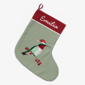 Eigen rondvliegende kolibrie grote kerstsok (Voorkant (Hangend))