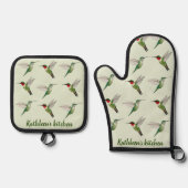 Eigen rondvliegende kolibrie ovenwant & pannenlap set (Voorkant)