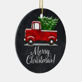 Eigen rood vrachtwagen kerst keramisch ornament (Rechts)