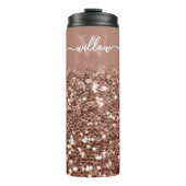 Eigen Roos Gold Glitter Monogram Naam Thermosbeker (Voorkant)