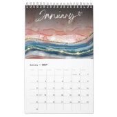 Eigen Roos goudblauwe marmer waterverf Glitter Kalender (Jan 2027)