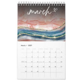 Eigen Roos goudblauwe marmer waterverf Glitter Kalender (Mar 2027)