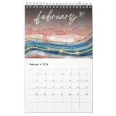 Eigen Roos goudblauwe marmer waterverf Glitter Kalender (Feb 2026)
