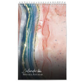 Eigen Roos goudblauwe marmer waterverf Glitter Kalender (Hoes)