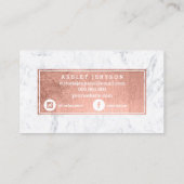 Eigen roos gouden typografie witte marmer visitekaartje (Achterkant)