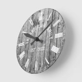 Eigen rotsgrijze houtfamilie naam panhouse ronde klok (Hoek)