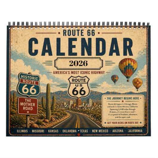 Eigen route 66 Vintage krijg je lol Kalender (Hoes)