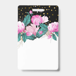 Eigen roze bloemen evenement zakelijke briefpapier badge