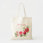 Eigen roze bloemen kunst tote bag (Voorkant)