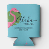 Eigen roze flamingo Aloha Ohana familiereünie Blikjeskoeler (Achterkant)