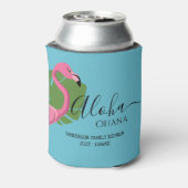 Eigen roze flamingo Aloha Ohana familiereünie Blikjeskoeler (Blikje Achterkant)