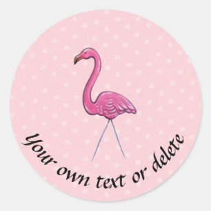 Eigen roze flamingo-label sticker