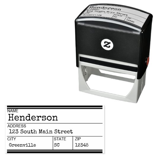 Eigen rubberen stempel voor schrijfmachine - Adres (In situ)