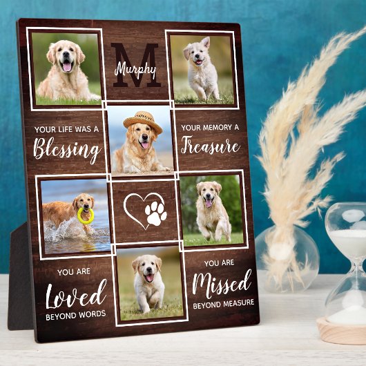 Eigen Rustige houten Gedenkteken 6 Foto Collage Fotoplaat