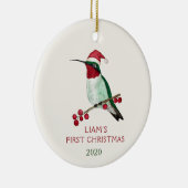 Eigen Santa Hummingbird Keramisch Ornament (Rechts)