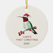 Eigen Santa Hummingbird Keramisch Ornament (Voorkant)
