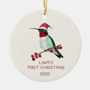 Eigen Santa Hummingbird Keramisch Ornament