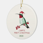 Eigen Santa Hummingbird Keramisch Ornament (Links)