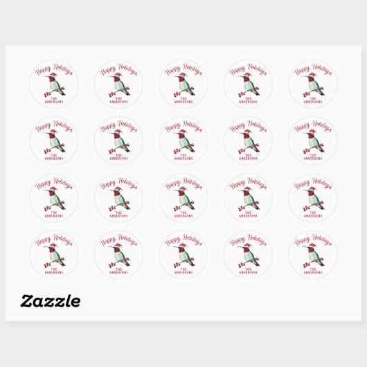 Eigen Santa Hummingbird Ronde Sticker (Vel)