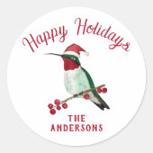 Eigen Santa Hummingbird Ronde Sticker (Voorkant)