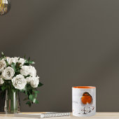 Eigen schattige Robin-vogel in sneeuw voeg de naam Tweekleurige Koffiemok