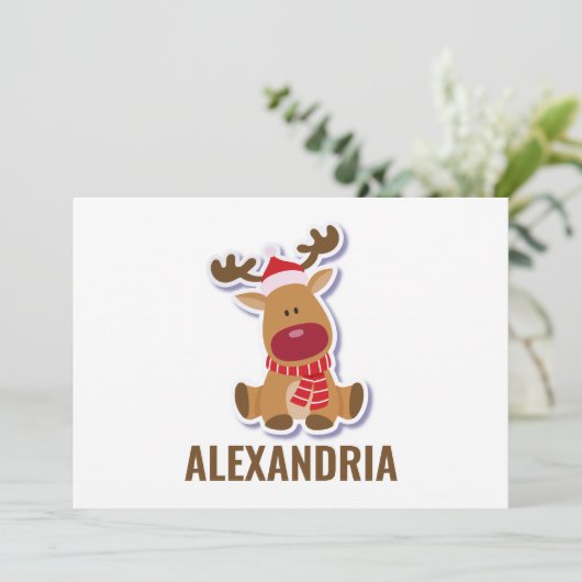 Eigen schattige Rudolf-rendierkerstman Bedankkaart (Staand voorkant)