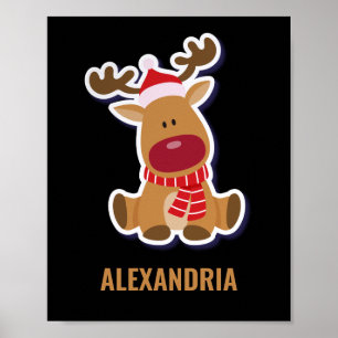 Eigen schattige Rudolf-rendierkerstman Poster