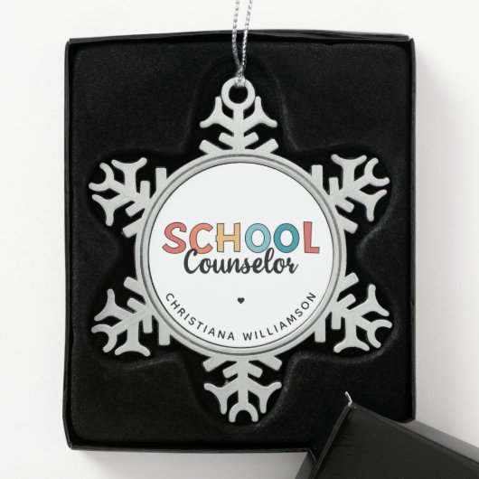 Eigen schoolconsultantsartikelen tin sneeuwvlok ornament (Kistje)