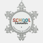 Eigen schoolconsultantsartikelen tin sneeuwvlok ornament (Voorkant)
