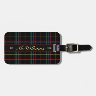Eigen script donkergroene tartan Scottish plaid Bagagelabel