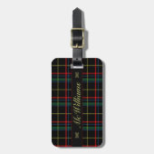 Eigen script donkergroene tartan Scottish plaid Bagagelabel (Voorkant verticaal)