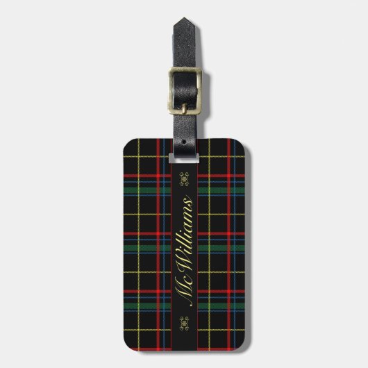 Eigen script donkergroene tartan Scottish plaid Bagagelabel (Voorkant verticaal)