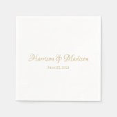 Eigen scriptgoud Namen en Datum bruiloft papier Servet (Voorkant)