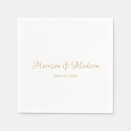 Eigen scriptgoud Namen en Datum bruiloft papier Servet (Voorkant)