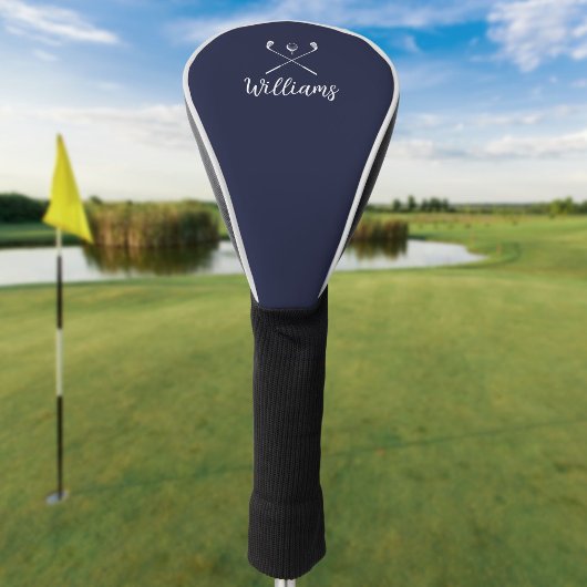 Eigen scriptnaam Golf Clubs Navy Blue Golfheadcover