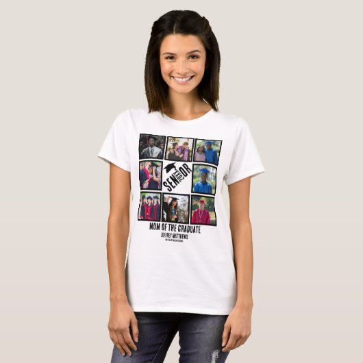 Eigen senior mam van de afstuderen 8 fotocollage t-shirt (Voorkant volledig)