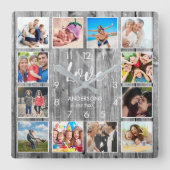 Eigen serie Foto Rustic Farmhouse Love Script Vierkante Klok (Voorkant)