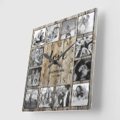 Eigen serie Foto Rustic Farmhouse Love Script Vierkante Klok (Hoek)