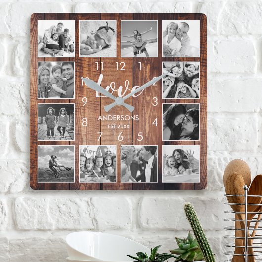 Eigen serie Foto Rustic Farmhouse Love Script Vierkante Klok