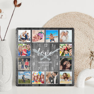 Eigen serie Foto Rustic Farmhouse Love Script Vierkante Klok