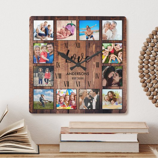 Eigen serie Foto Rustic Farmhouse Love Script Vierkante Klok