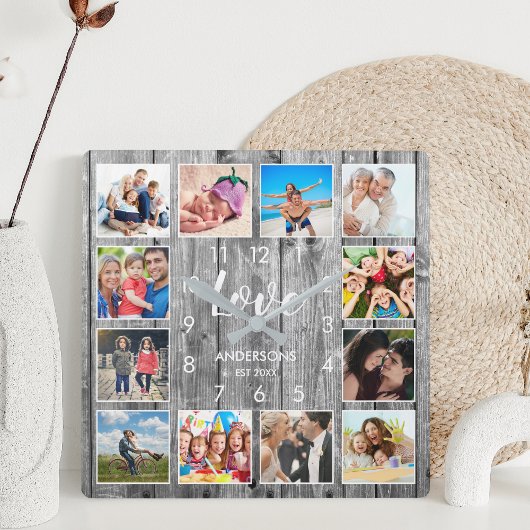 Eigen serie Foto Rustic Farmhouse Love Script Vierkante Klok