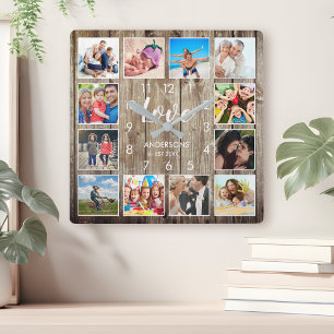 Eigen serie Foto Rustic Farmhouse Love Script Vierkante Klok