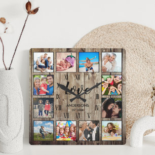 Eigen serie Foto Rustic Farmhouse Love Script Vierkante Klok