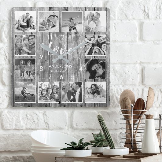 Eigen serie Foto Rustic Farmhouse Love Script Vierkante Klok