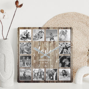Eigen serie Foto Rustic Farmhouse Love Script Vierkante Klok
