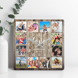 Eigen serie Foto Rustic Farmhouse Love Script Vierkante Klok