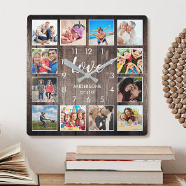 Eigen serie Foto Rustic Farmhouse Love Script Vierkante Klok